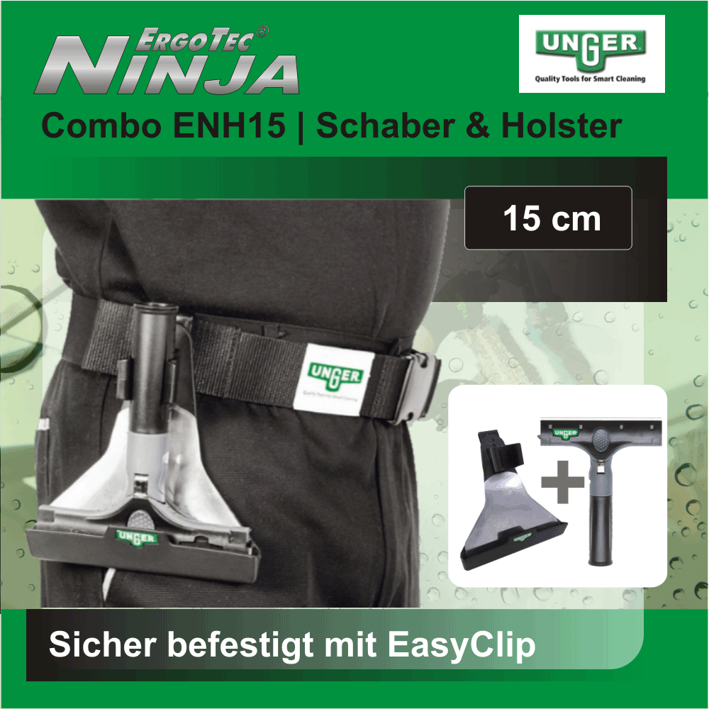 Unger Schaber mit Holster ENH15 Glasreinigung Klinge 15cm ErgoTec Ninja Combo 