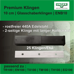 Premium Glasschaberklingen Edelstahl 10cm I ENB10 I Unger