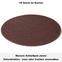 Maroon Schleifpad Janex I 410 mm / 16 I Weber