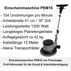 Einscheibenmaschinen Set PEM16Z11 + Industriesauger 90-3-STBL-SF