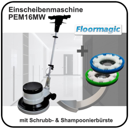 Einscheibenmaschine PEM16MW mit mittel & weicher Bürste