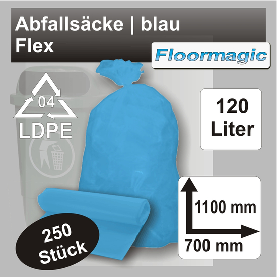 Abfallscke 120l I blau I 250 Stck I Flex I Floormagic