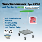 Wäschesammler Spani 5003 mit grünem Deckel 70 l Trolley-System