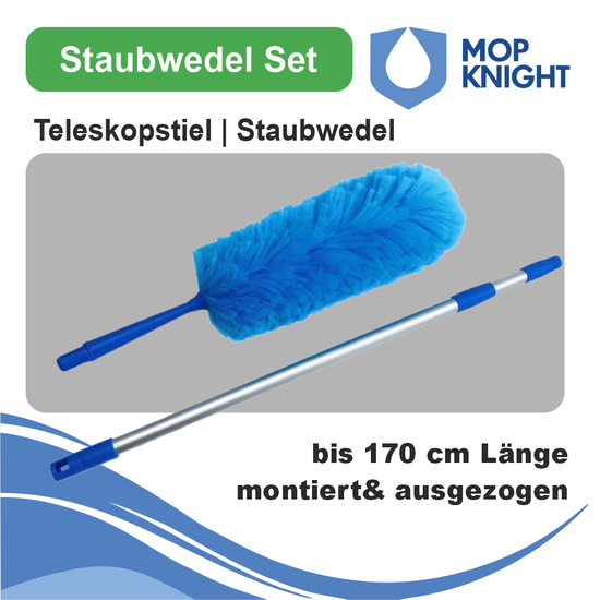 Staubwedel Set mit Teleskopstiel | Mop Knight