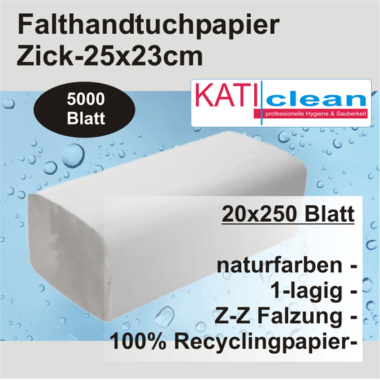 Katiclean Falthandtuchpapier Zick-Zack 25x23cm, 5000 Blatt