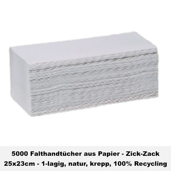 Falthandtuchpapier Zick-25x23cm, 5000 Blatt I katiclean