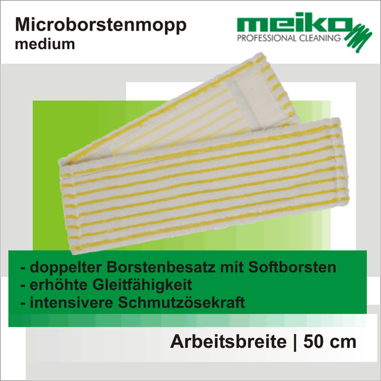Microfasermop MicroBorste gelb/wei 50 cm I Meiko Textil