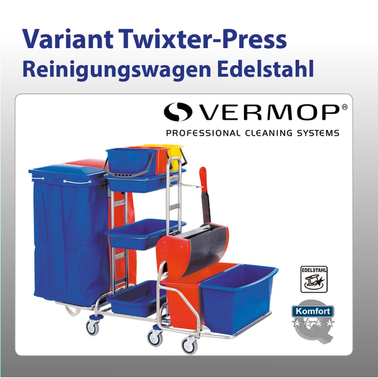 Vermop Variant Twixter-Press Edelstahl Reinigungswagen