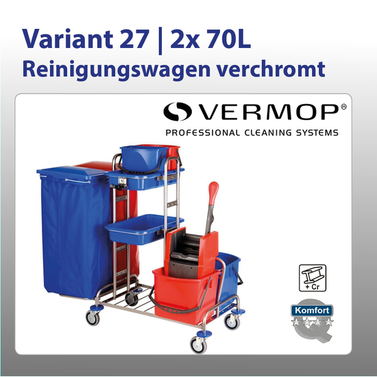 Variant 27 2x70l Reinigungswagen verchromt I Vermop