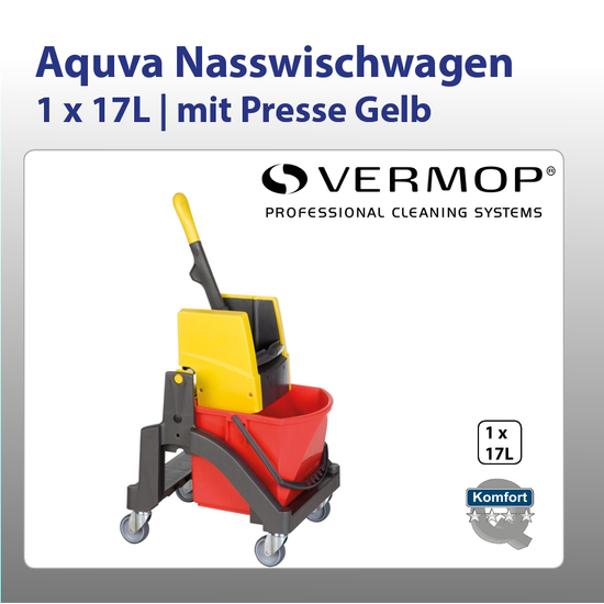 Aquva 1x17l Nasswischwagen mit Presse gelb I Vermop