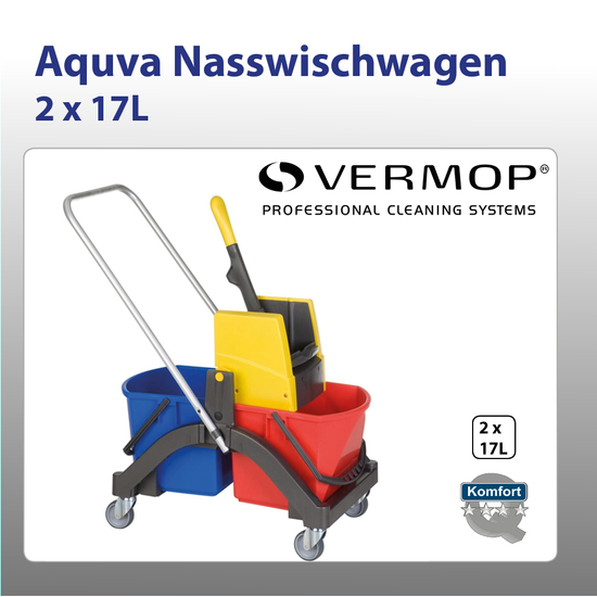 Aquva Nasswischwagen, 2 x 17 l I Vermop