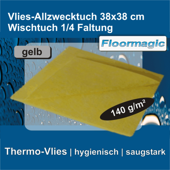 Vlies-Allzwecktuch gelb Wischtuch 38 x 38 cm, 1/4 Faltung I Floormagic