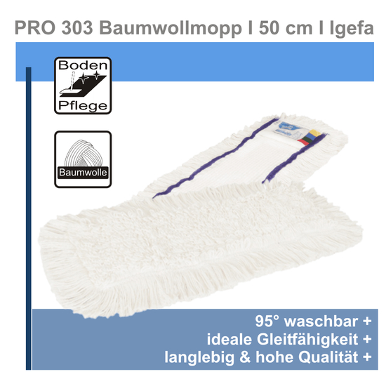 ECO300 Feuchtwischmopp CLEAN and CLEVER Baumwolle I 50 cm