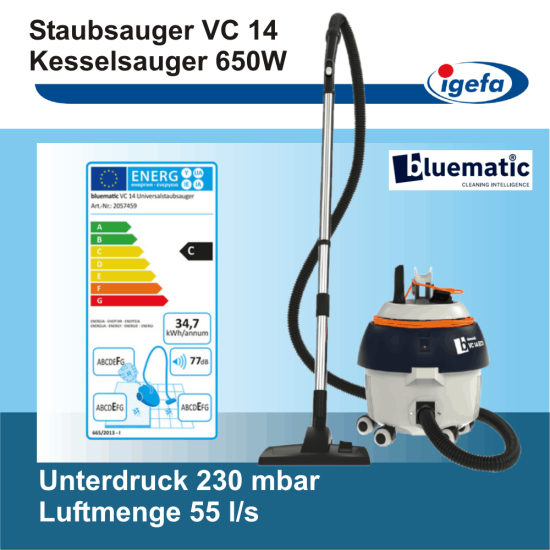 VC 14 Staubsauger Kesselsauger 650W Igefa