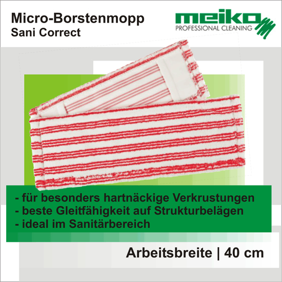 Micro-Borstenmopp Sani Correct wei / rot 40 cm I Meiko Textil