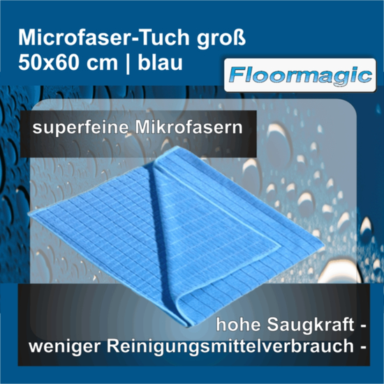 Microfaser-Tuch blau groß 50 x 60 cm I Floormagic
