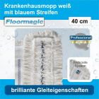 Krankenhausmopp weiß mit blauem Streifen 40 cm
