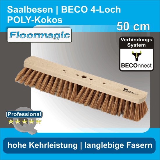 Saalbesen POLY-Kokos 50 cm I BECO 4-Loch I Floormagic