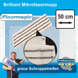 Brillant Mikrofasermopp mit grauen Streifen I 50 cm I Floormagic