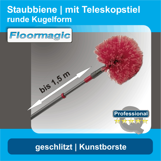 Staubbiene runde Kugelform Staubfeger mit Teleskopstiel