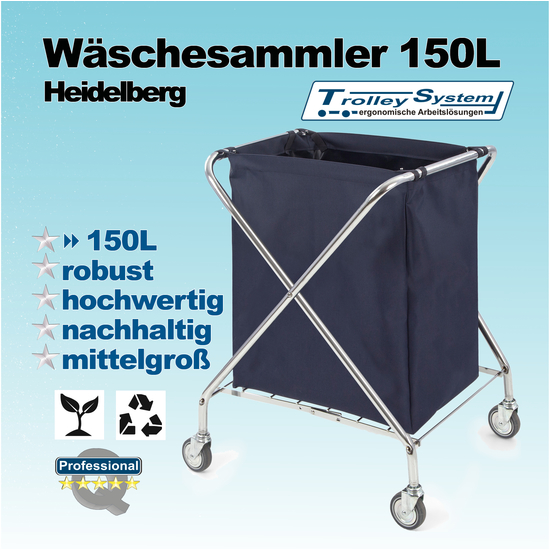 Wäschesammler Wagen 150l Heidelberg von trolley-system.com