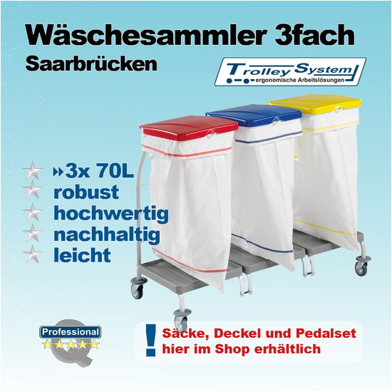 Dreifacher Wäschesammler Saarbrücken von trolley-system.com