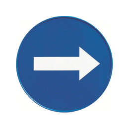 Floormagic Rundes Schild in blau mit Pfeil