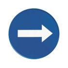 Floormagic Rundes Schild in blau mit Pfeil