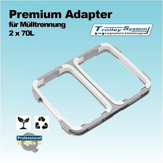 Premium Adapter für Mülltrennung 2X70l I Trolley-System
