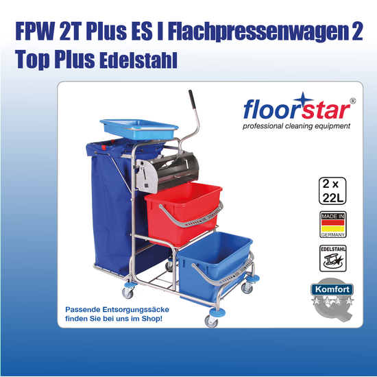 FPW 2T Plus ES I Flachpressenwagen 2 Top Plus Edelstahl (ohne Sack)I Floorstar