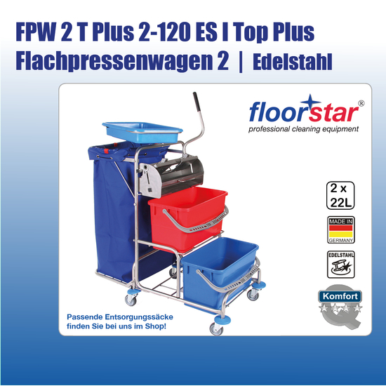 FPW 2 T Plus 2-120 ES I Flachpressenwagen 2 Top Plus - Edelstahl (ohne Sack)I Floorstar