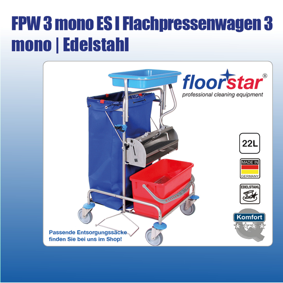 FPW 3 mono ES I Flachpressenwagen 3 mono Edelstahl (ohne Sack)I Floorstar