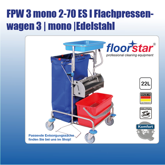 FPW 3 mono 2-70 ES I Flachpressenwagen 3 mono Edelstahl (ohne Sack)I Floorstar