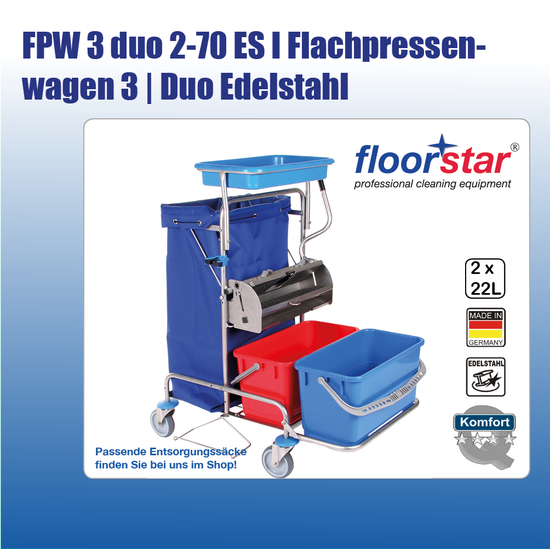 FPW 3 duo 2-70 ES I Flachpressenwagen 3 duo Edelstahl (ohne Sack)I Floorstar