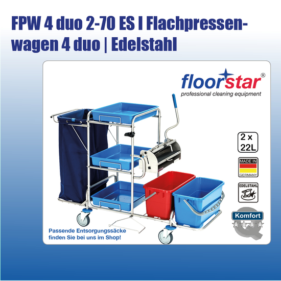 FPW 4 duo 2-70 ES I Flachpressenwagen 4 duo - Edelstahl (ohne Sack)I Floorstar