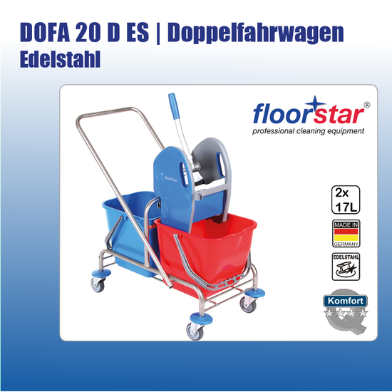 DOFA 20 D ES Doppelfahrwagen 2 x 17l I Edelstahl I Floorstar
