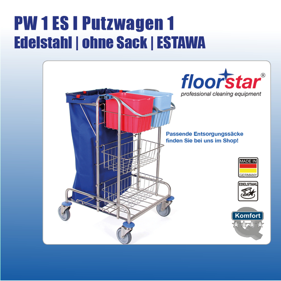 PW 1 ES I Putzwagen 1 - Edelstahl (ohne Sack) ESTAWA I Floorstar
