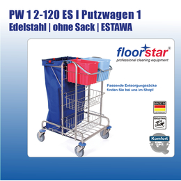PW 1 2-120 ES I Putzwagen 1 - Edelstahl (ohne Sack)...