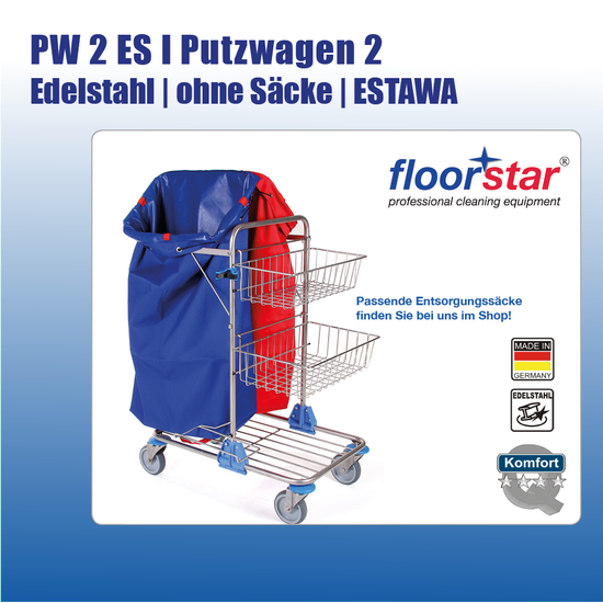 PW 2 ES I Putzwagen 2 - Edelstahl (ohne Säcke) ESTAWA I Floorstar