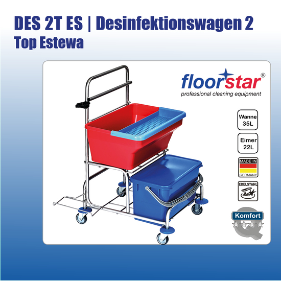 DES 2T ES I Desinfektionswagen 2 TOP ESTAWA Edelstahl I Floorstar