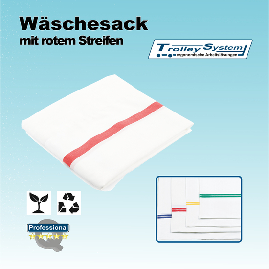 Wäschesack mit rotem Streifen I Trolley-System