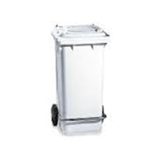 M�lltonne 120l weiss mit Pedal zum �ffnen des Deckels I Floormagic