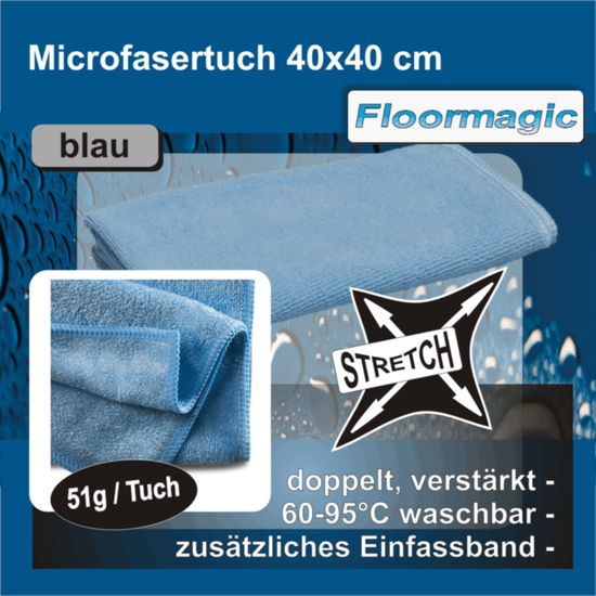 Microfasertcher Stretch 40x40cm, blau I Floormagic