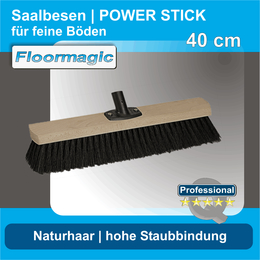 Saalbesen für feine Böden reines Naturhaar 40 cm I POWER STICK I Floormagic