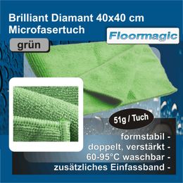 Brillant Diamant Microfasertuch 40x40cm, grün I Floormagic