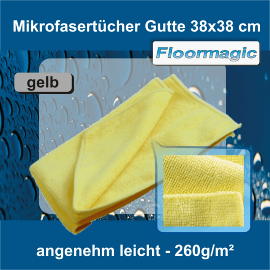 Mikrofasertücher gelb Gutte 38 x 38 cm I Floormagic
