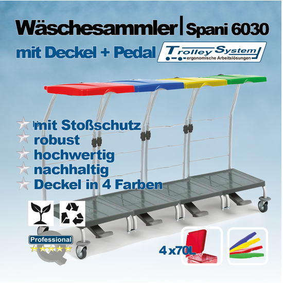 Wschesammler Premium Spani 6030, 4x70l I Trolley-System