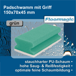 Padschwamm mit Griff grün/weiß extra 150 x 70 x 45 mm I Floormagic