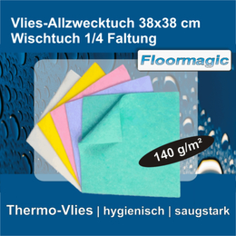Vlies-Allzwecktuch Wischtuch 38 x 38 cm, 1/4 Faltung I...