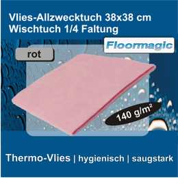 Vlies-Allzwecktuch rot Wischtuch 38 x 38 cm, 1/4 Faltung I Floormagic